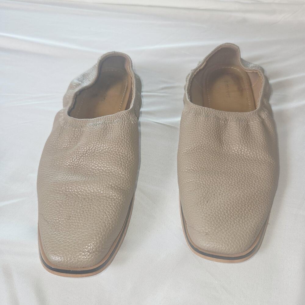 12 STOREEZ Flats Womens 6.5 Beige Leather Square Toe Ballet Flat Soft Slip On